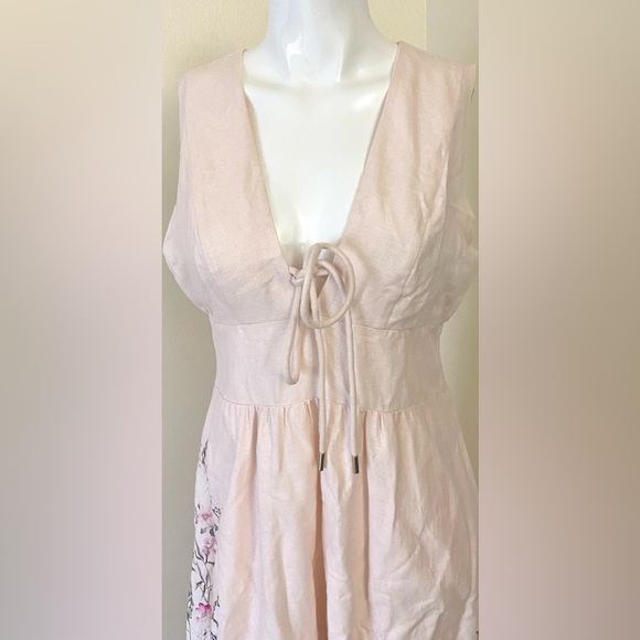 Christian Lacroix Light Pink Floral Maxi Dress linen / cotton vacation/summer dr - Picture 2 of 6